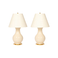 Pair of Large Hann Lamps in Tea Stain Crackle