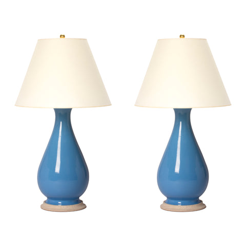 Pair of Large Louisa Lamps in Cornflower Blue