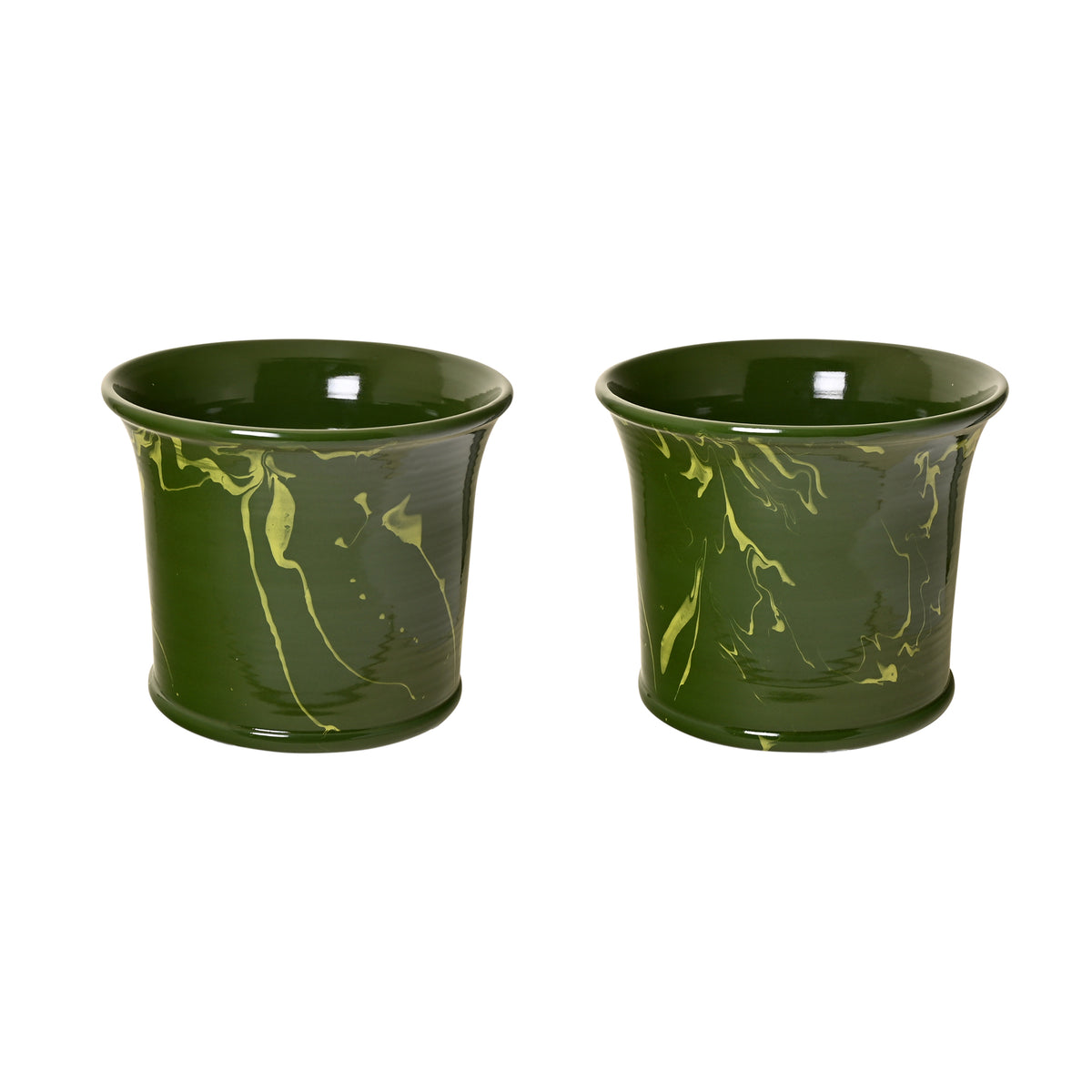 Dark Green & Lime Marbled Planter