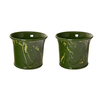 Dark Green & Lime Marbled Planter