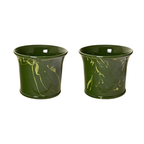 Dark Green & Lime Marbled Planter