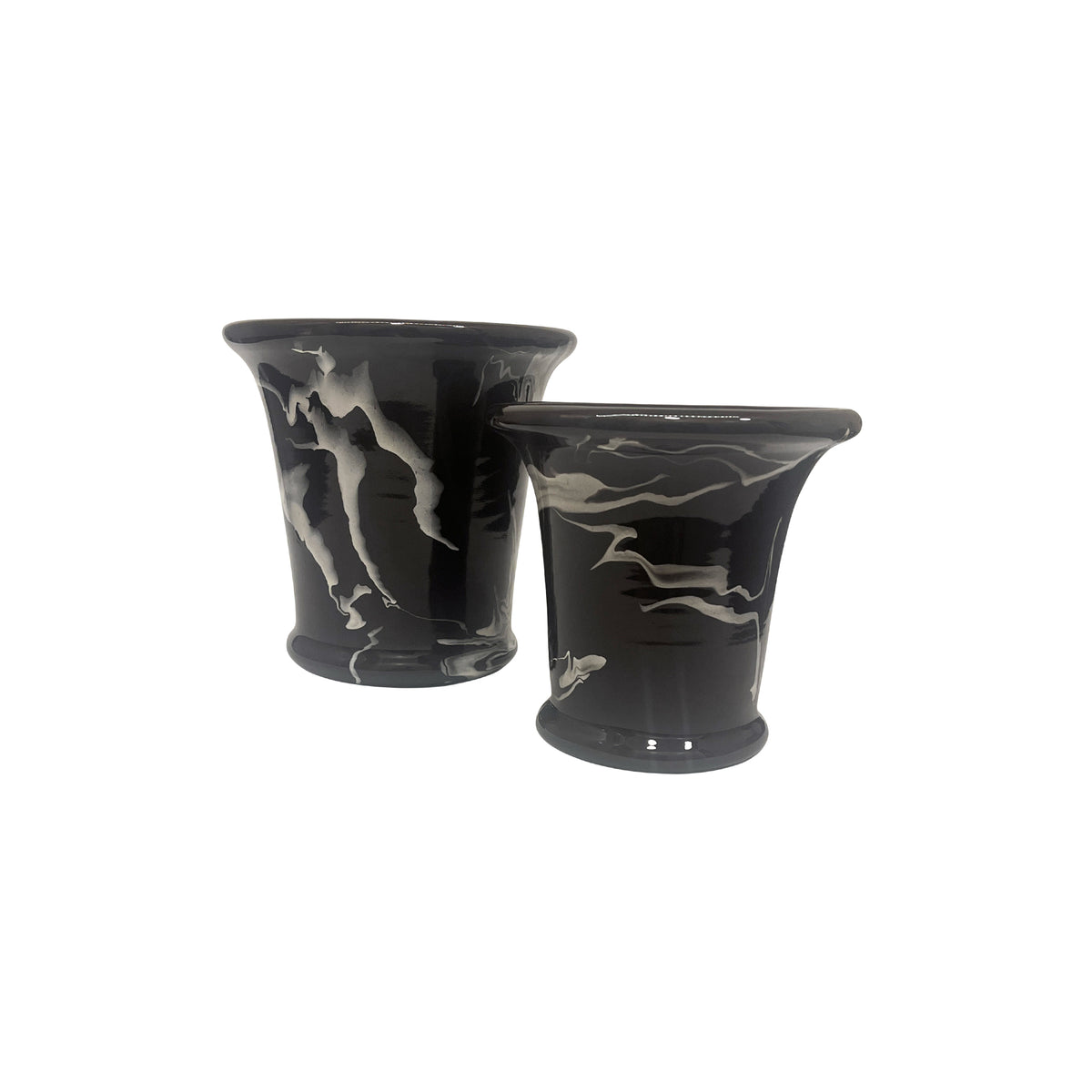 White on Brown Marbled Cachepot