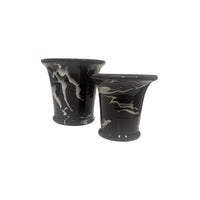 White on Brown Marbled Cachepot