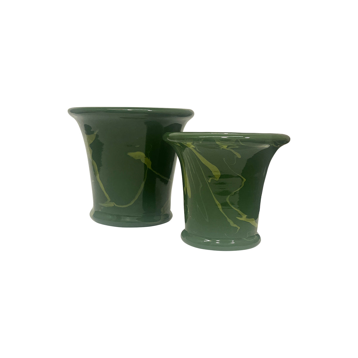 Lime on Dark Green Marbled Cachepot