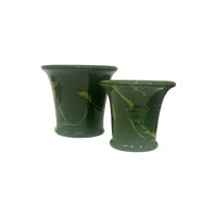 Lime on Dark Green Marbled Cachepot