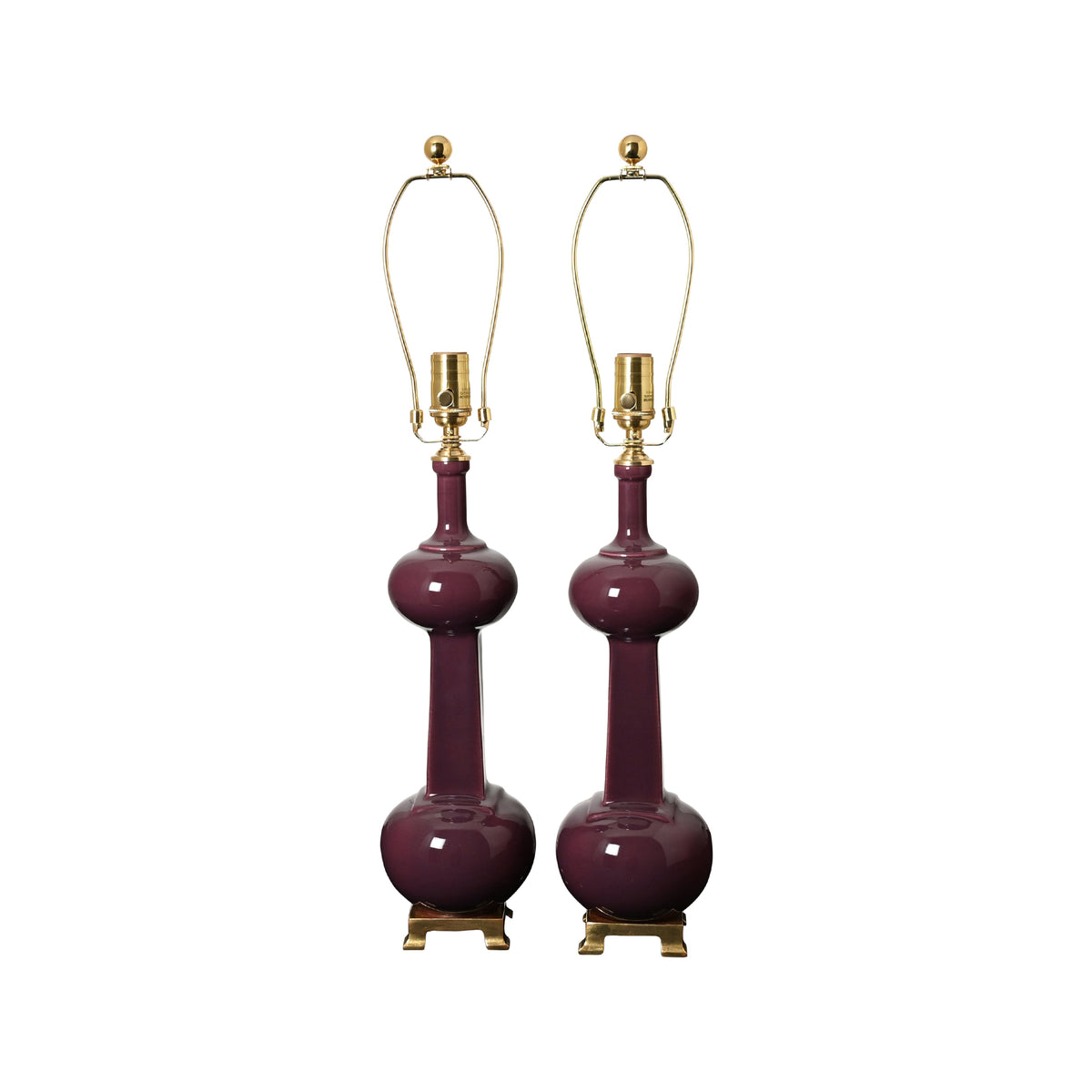Pair of Medium Hadley Lamps in Aubergine