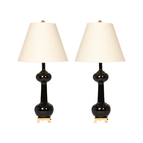 Pair of Medium Hadley Lamps in Jet Black