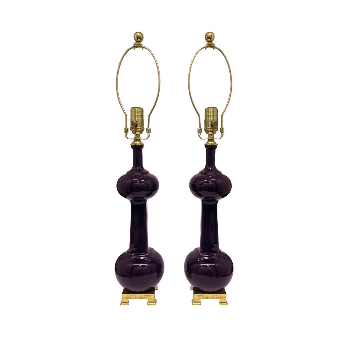 Pair of Medium Hadley Lamps in Purple