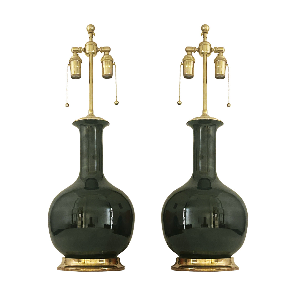 Pair of Medium Single Gourd Lamps in Alligator