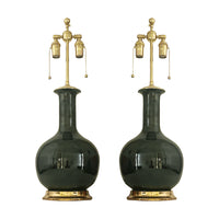 Pair of Medium Single Gourd Lamps in Alligator