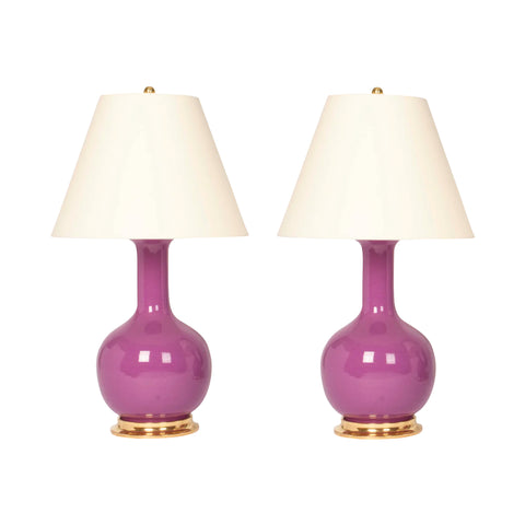 Pair of Medium Single Gourd Lamps in Lavender