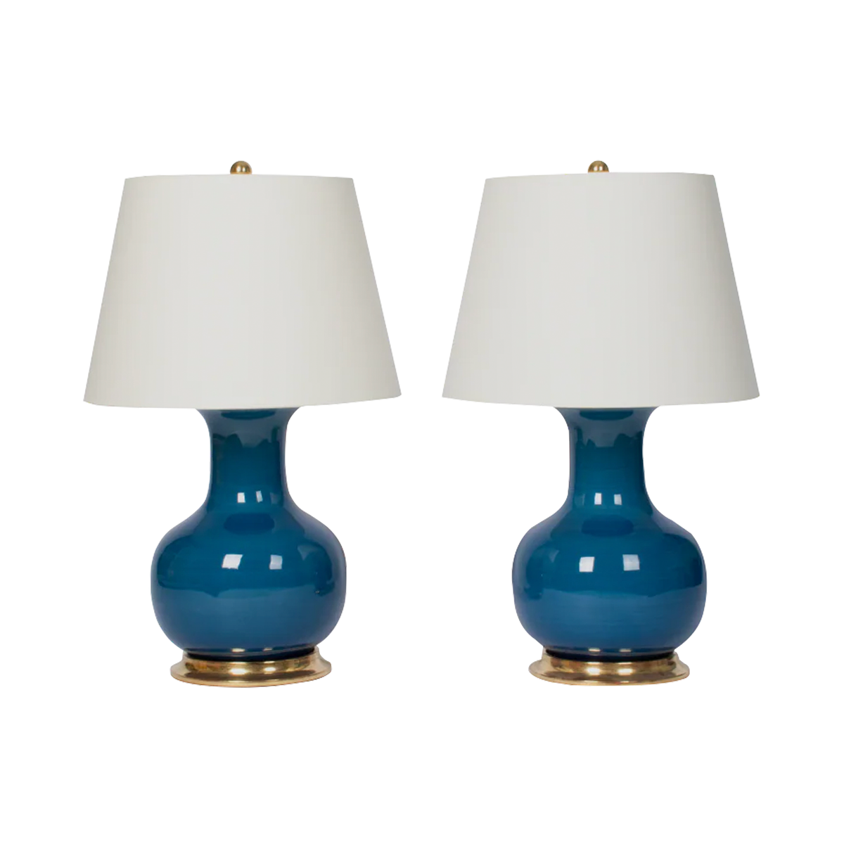 Pair of Medium William Lamps in Prussian Blue