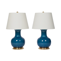 Pair of Medium William Lamps in Prussian Blue