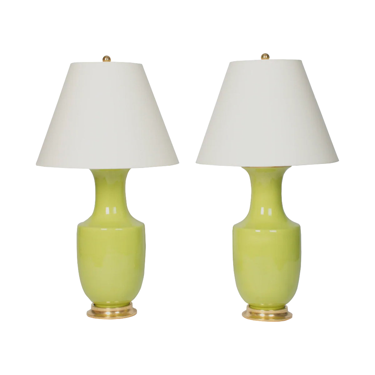 Pair of Ming Lamps in Apple Green