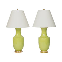 Pair of Ming Lamps in Apple Green