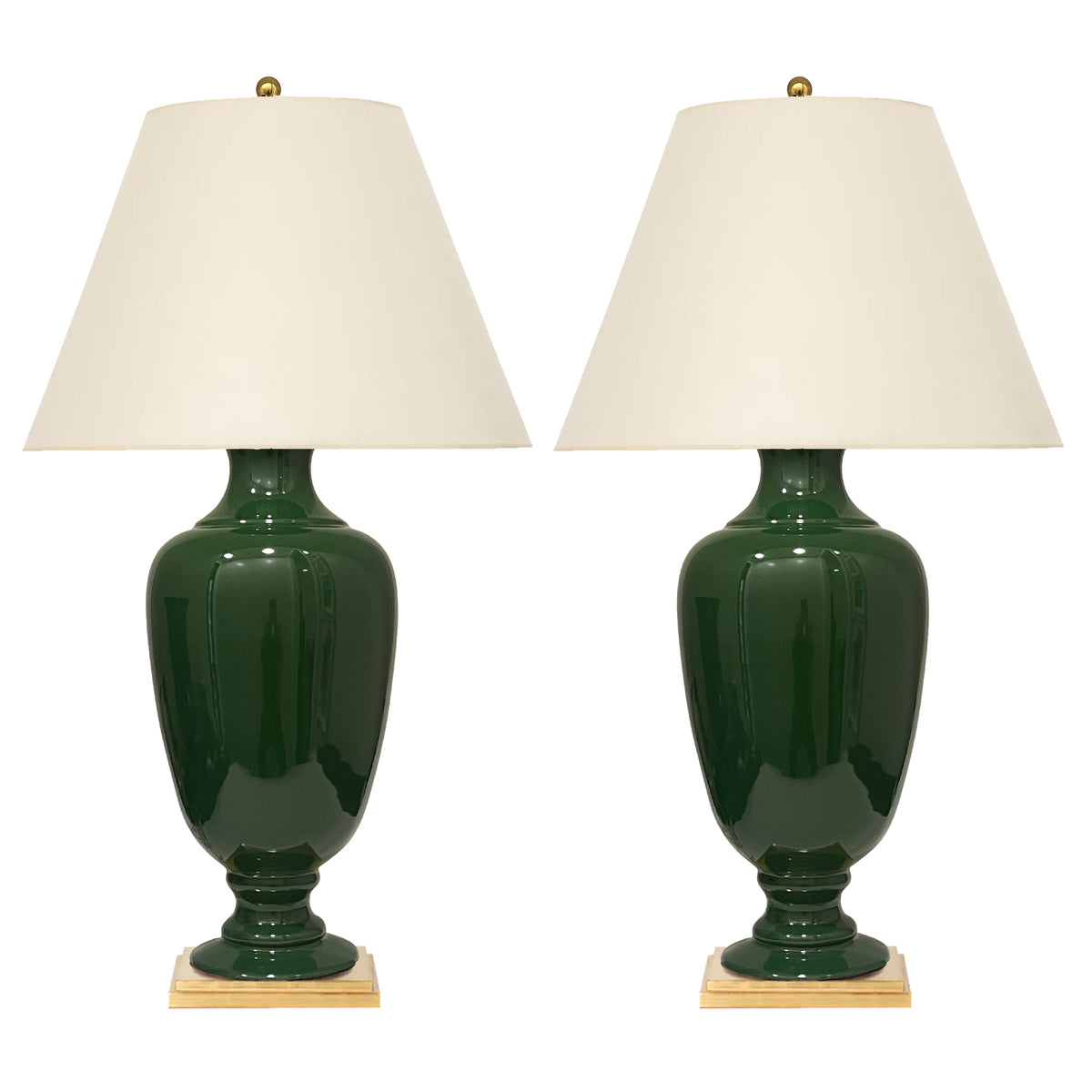 Pair of Ophelia Lamps in Dark Green