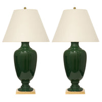 Pair of Ophelia Lamps in Dark Green