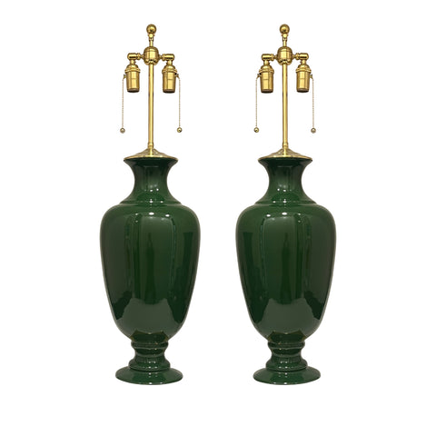 Pair of Ophelia Lamps in Dark Green