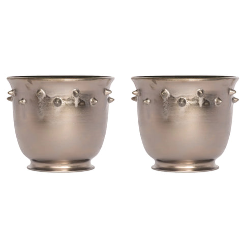 Orchid Pot with Studs in Matte Bronze with Alligator Interior