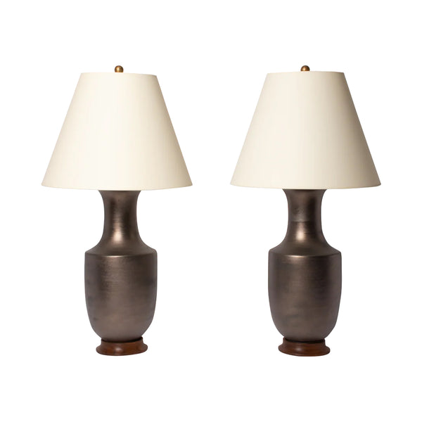 Pair of Ming Lamps in Matte Bronze