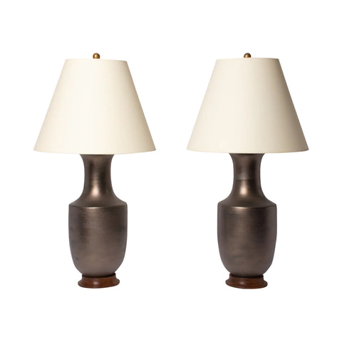Pair of Ming Lamps in Matte Bronze