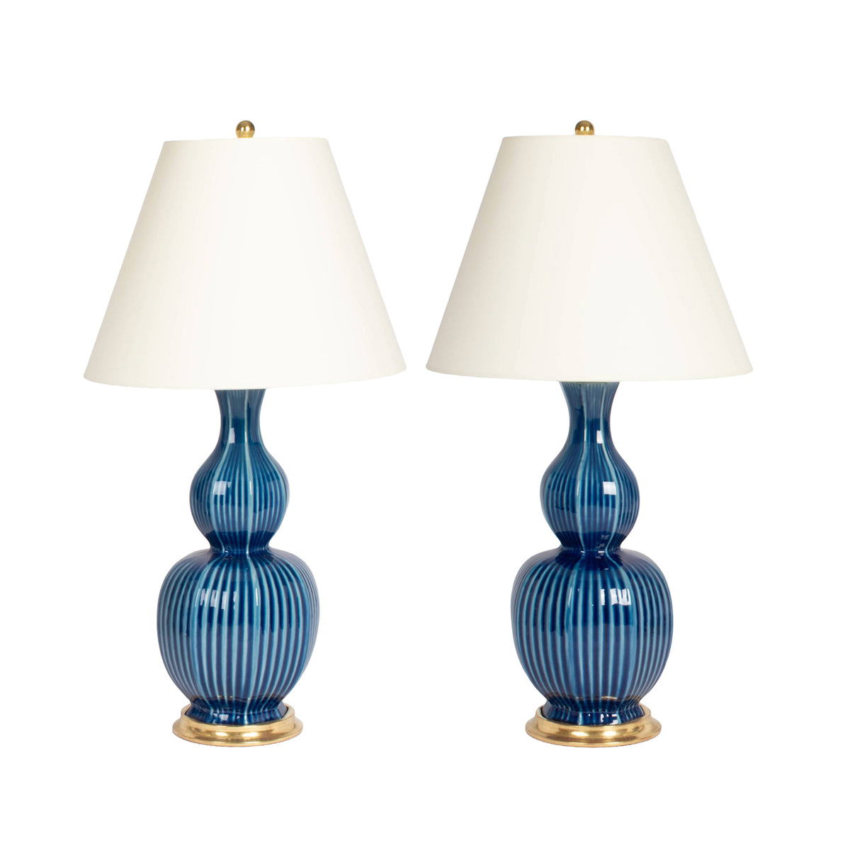 Pair of Delft Lamps in Prussian Blue