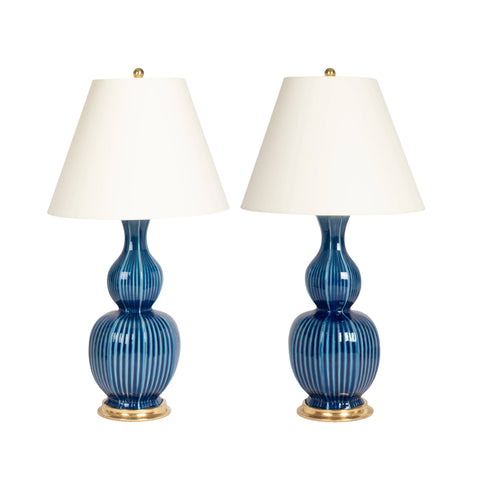 Pair of Delft Lamps in Prussian Blue