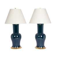 Pair of Garniture Lamps in Peacock