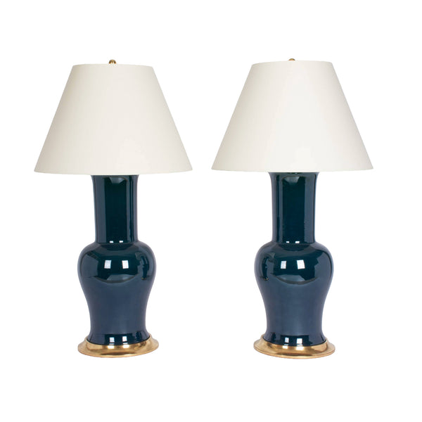 Pair of Garniture Lamps in Peacock