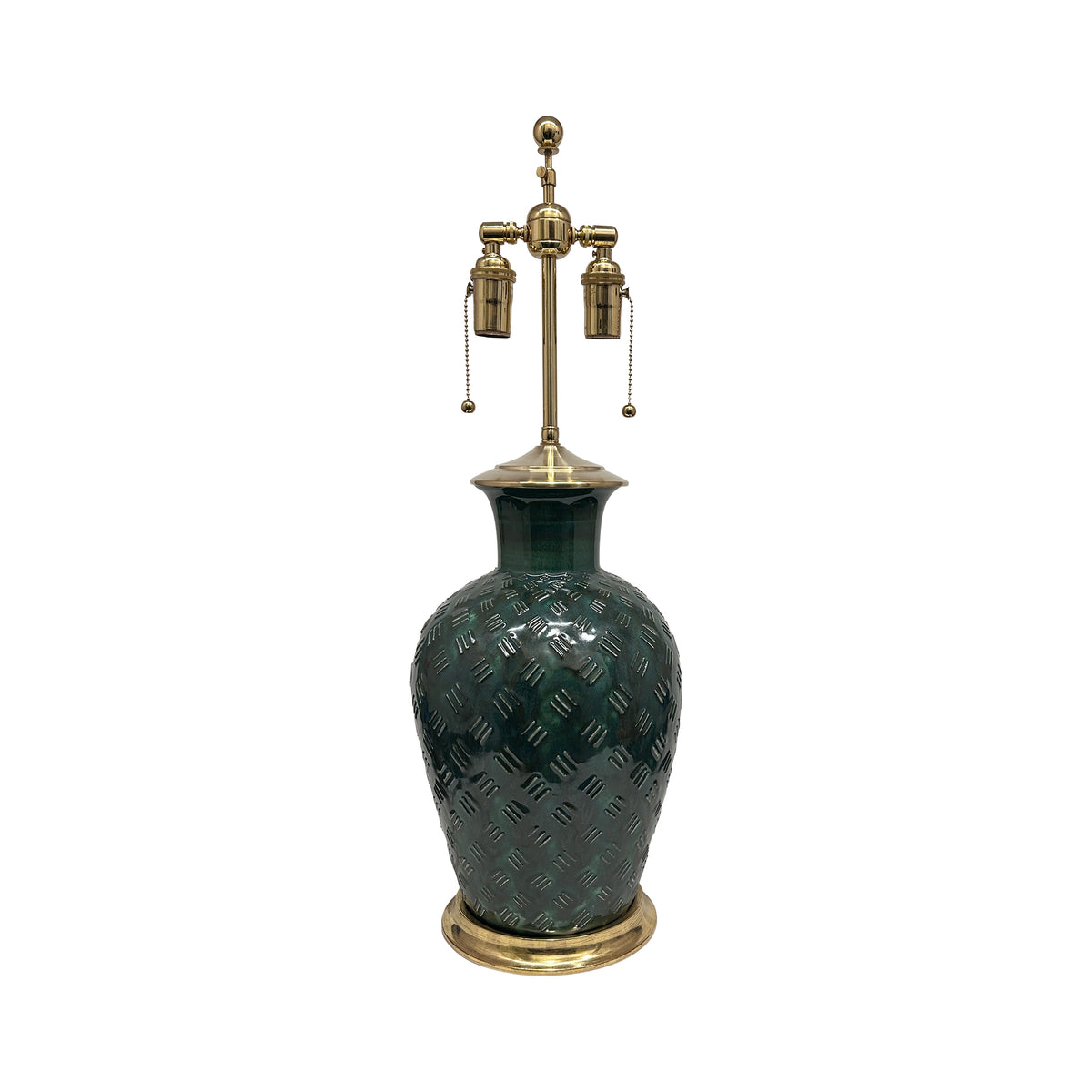 Penny Lamp with Loose Basketweave in Green Patina