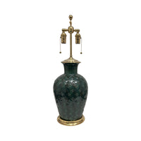 Penny Lamp with Loose Basketweave in Green Patina