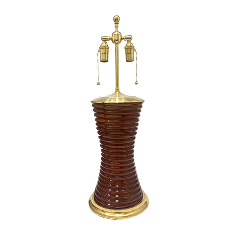 Ribbed Hourglass Lamp in Amber