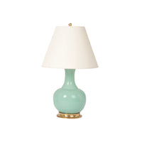 Ridged Single Gourd Lamp in Pale Blue Green