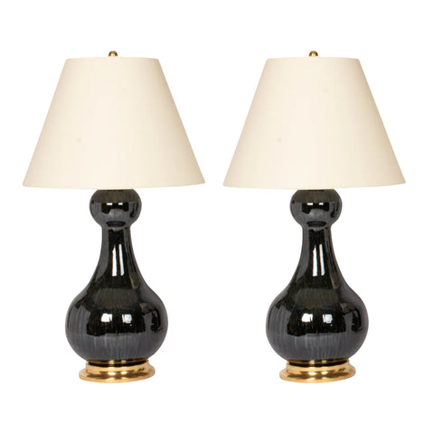 Pair of Sam Lamps in Bitumen