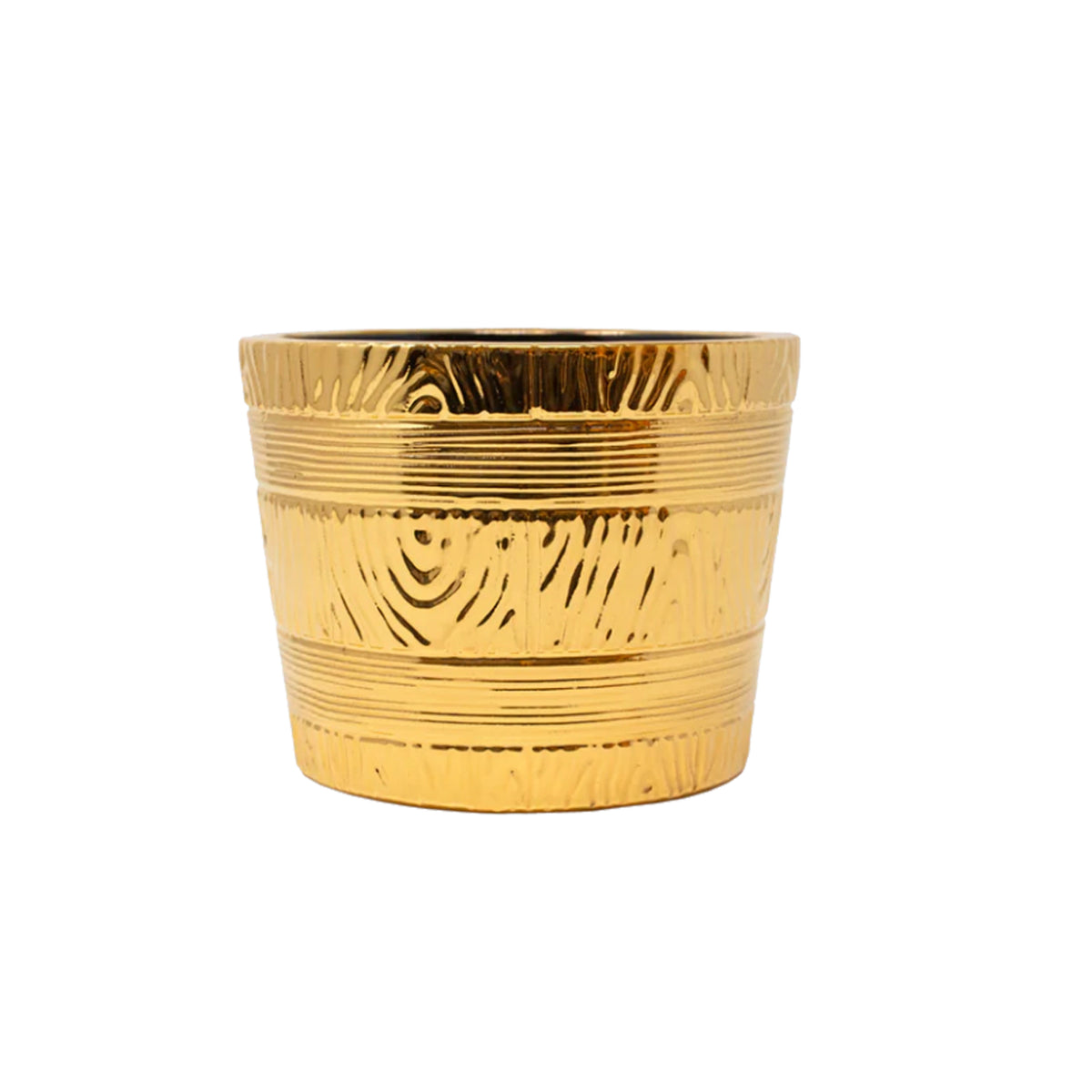 Short Faux Bois Barrel Cachepot