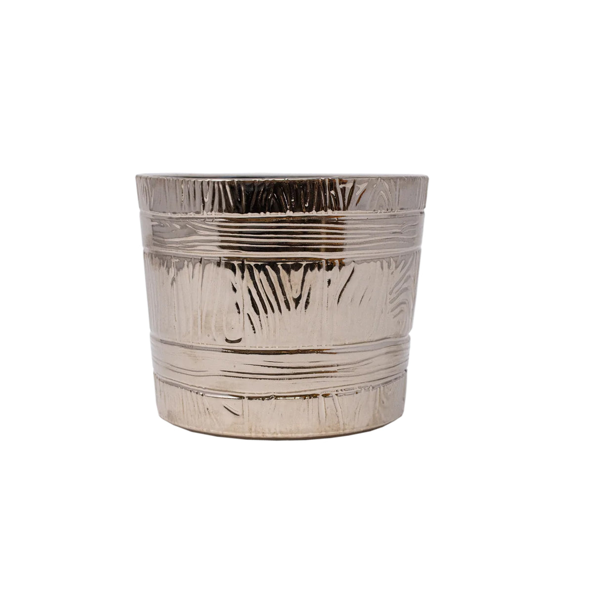 Short Faux Bois Barrel Cachepot