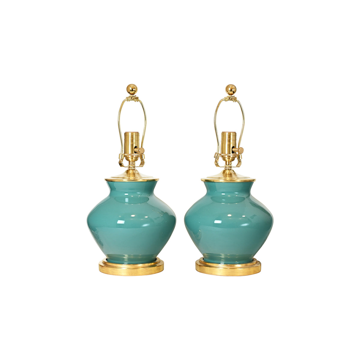 Pair of Small Bill Lamps in Aqua