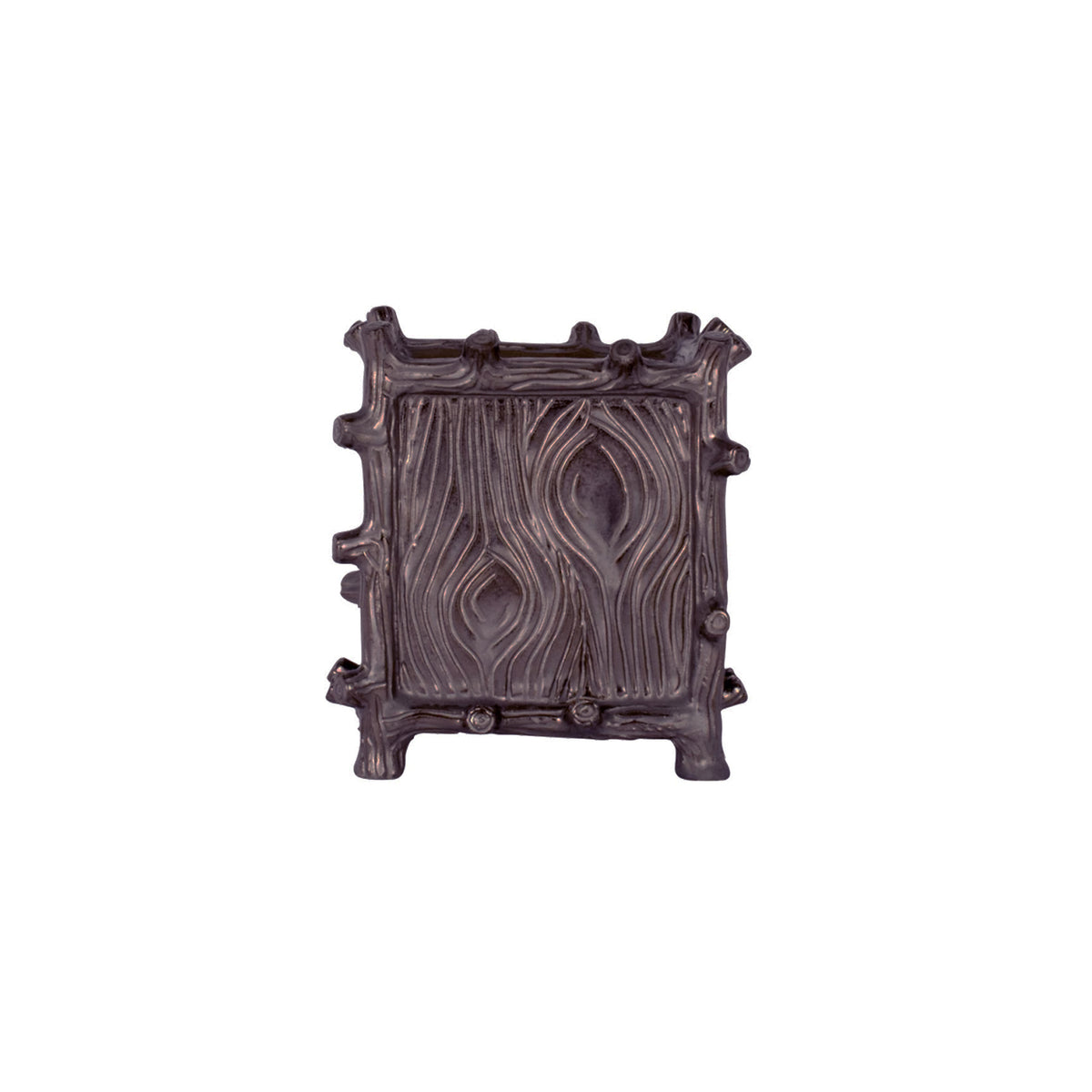 Small Square Faux Bois Cachepot in Matte Bronze
