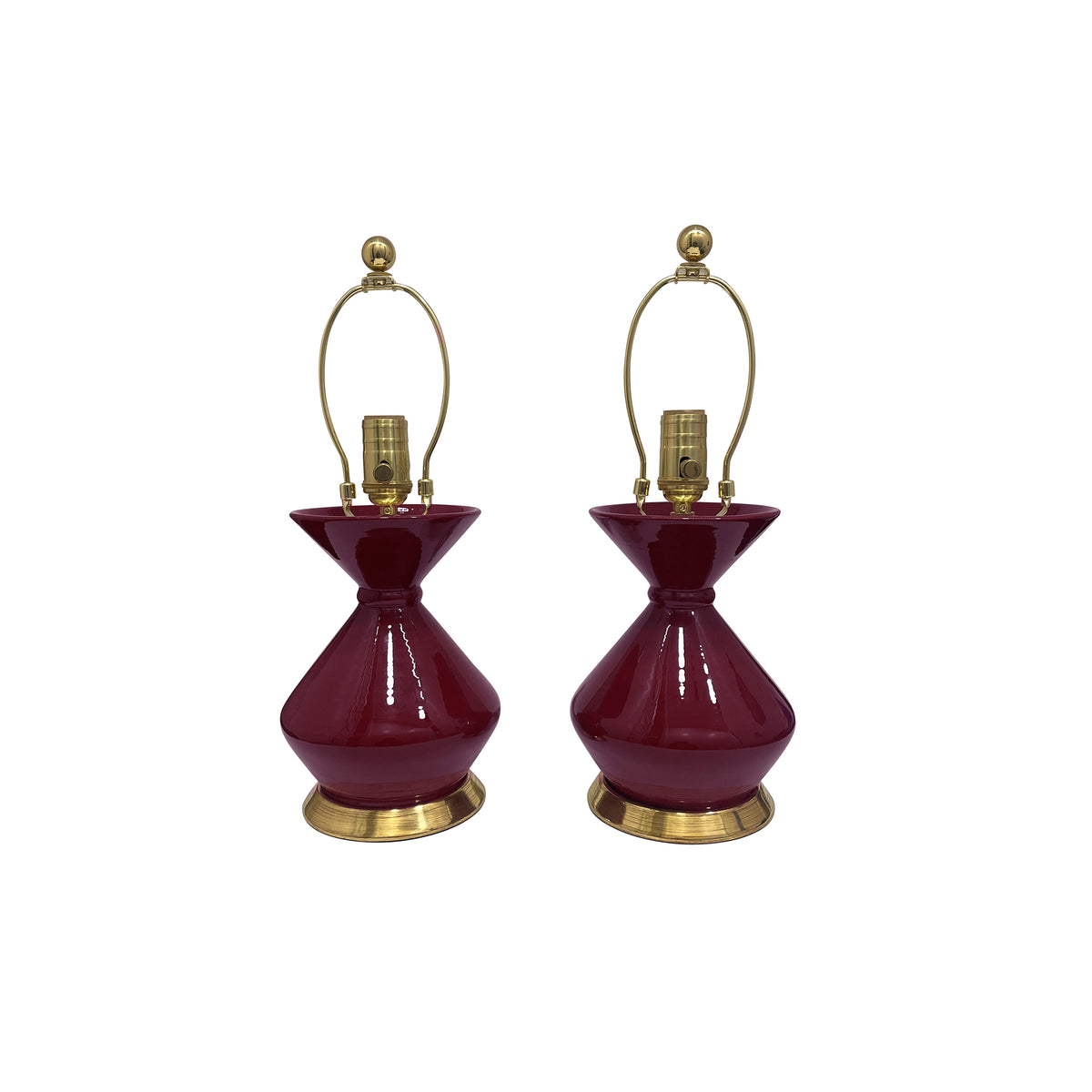 Pair of Small Hager Lamps in Claret
