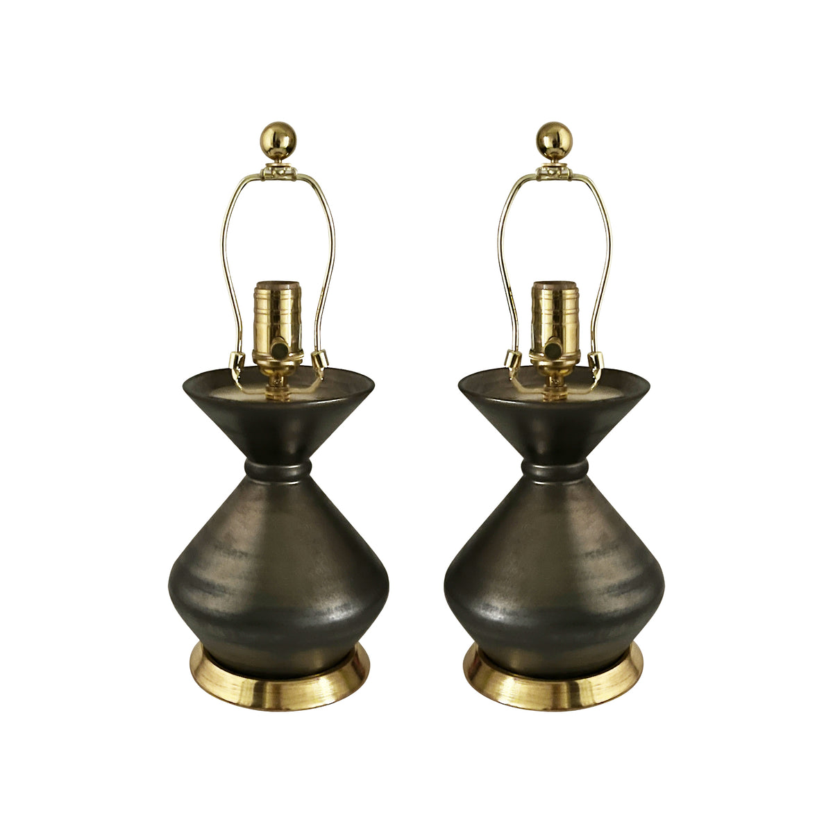 Pair of Small Hager Lamps in Matte Bronze