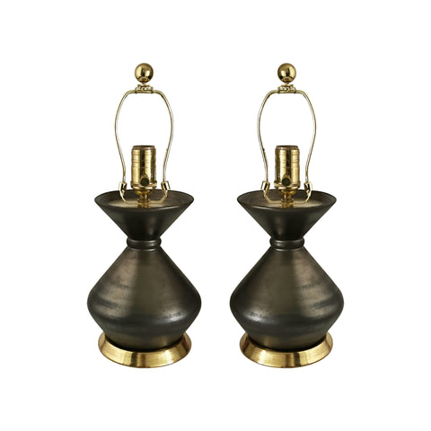 Pair of Small Hager Lamps in Matte Bronze