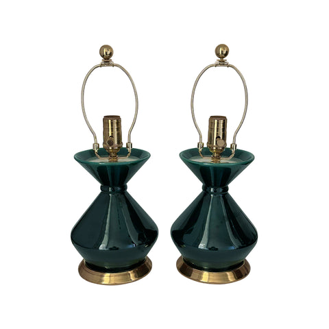 Pair of Small Hager Lamps in Peacock