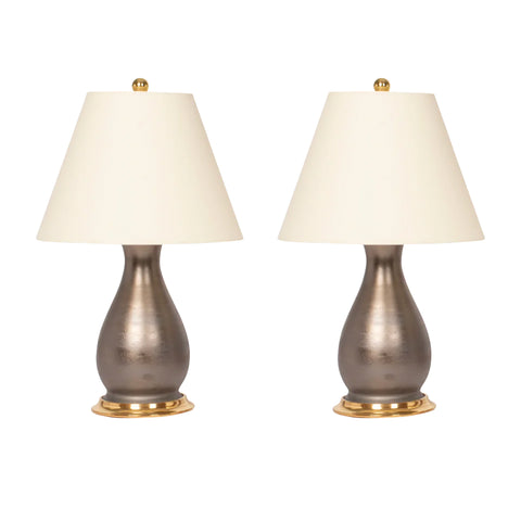 Pair of Small Louisa Lamps in Matte Bronze