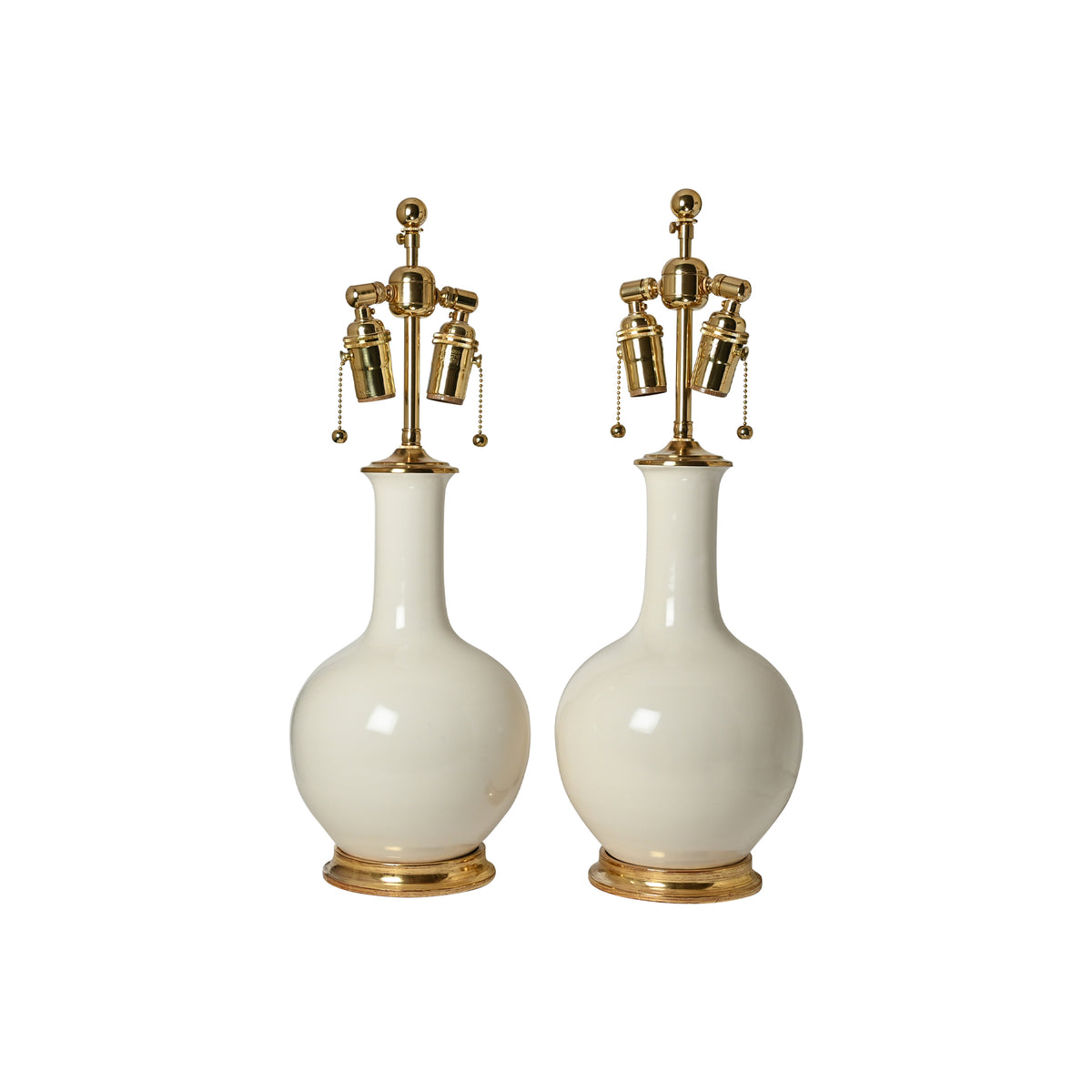Pair of Small Single Gourd Lamps in Blanc de Chine