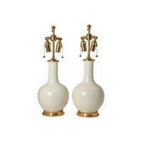 Pair of Small Single Gourd Lamps in Blanc de Chine