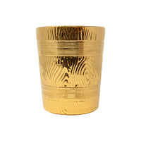 Tall Faux Bois Barrel Cachepot in Gold Luster