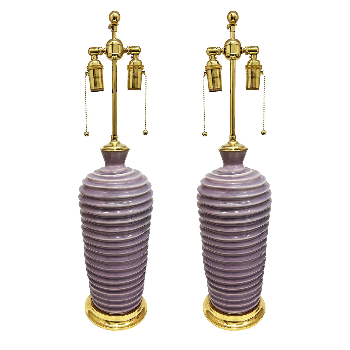 Pair of Spiral Lamps in Thistle