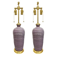 Pair of Spiral Lamps in Thistle