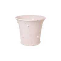 Faux Bois Planter in Matte White with Nubs