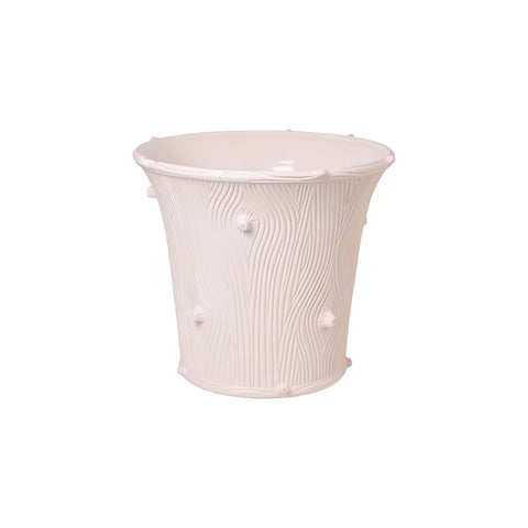 Faux Bois Planter in Matte White with Nubs